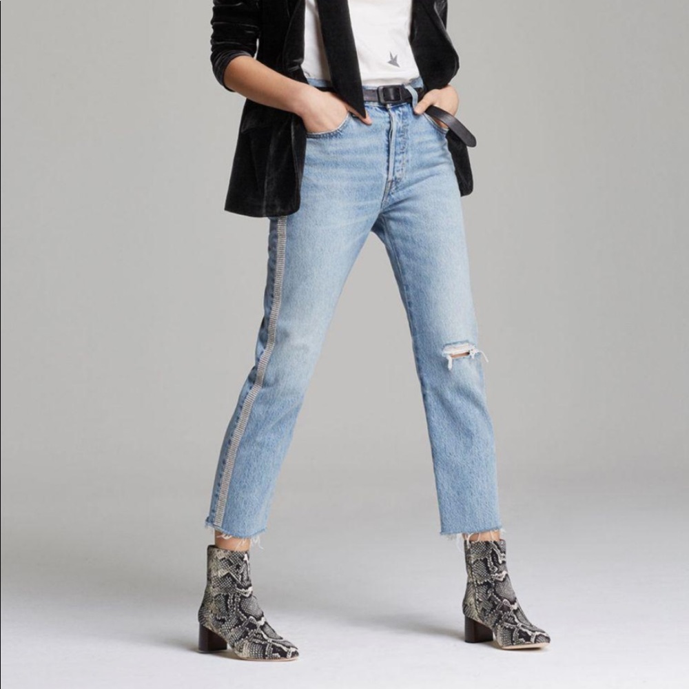 Womens 501 Crop Diamond In The Rough Jeans